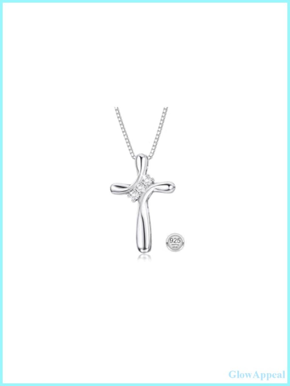 Sterling Silver Cross Necklace for Women Cubic Zirconia Pendant 18 Inch Chain